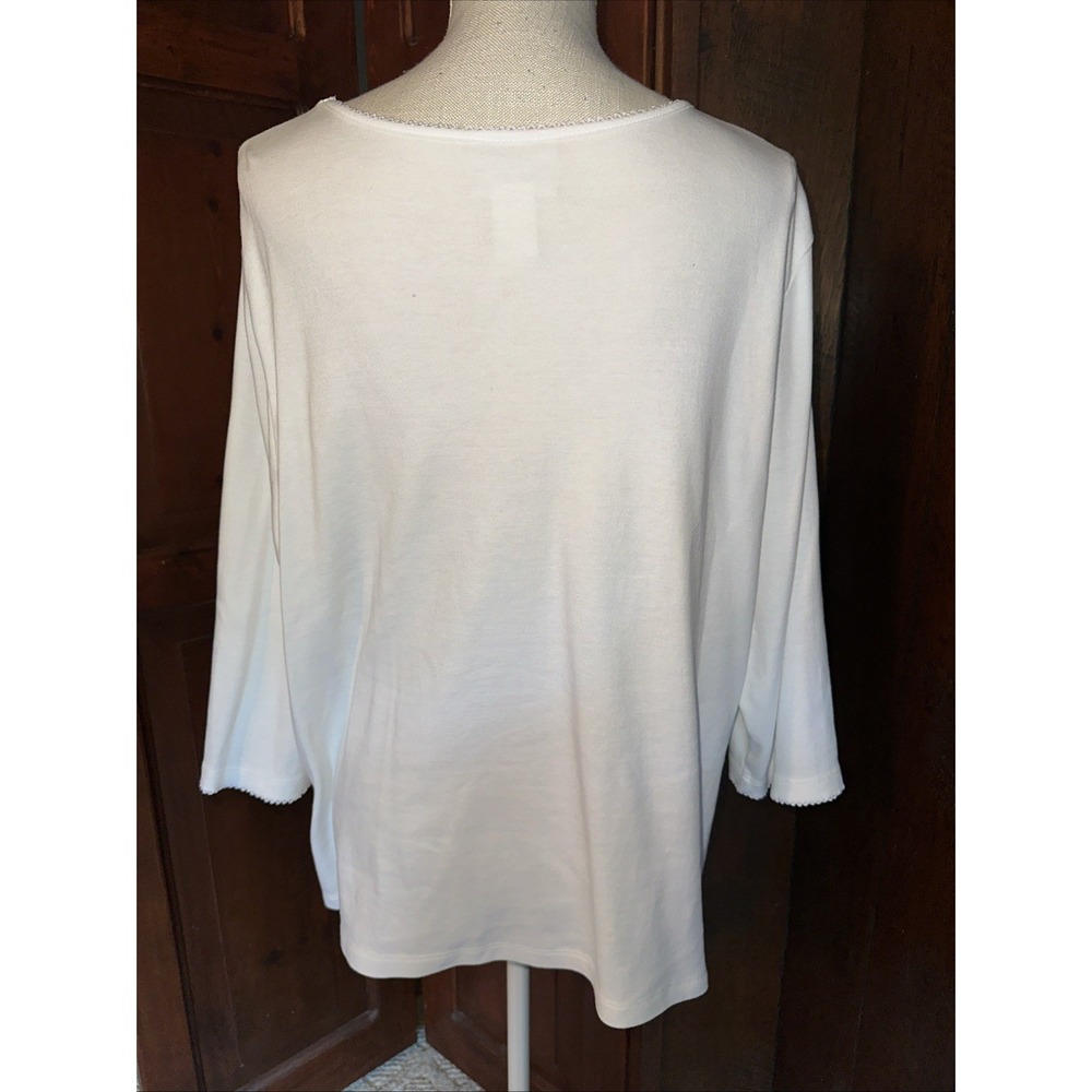 Womens ALFRED DUNNER PULLOVER STUDDED TOP Size XL White EUC - Picture 5 of 6